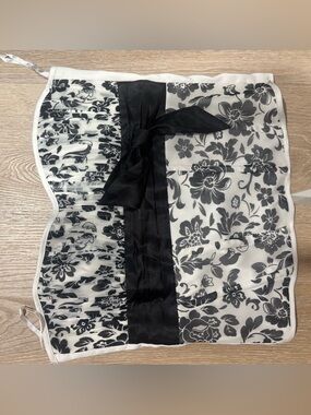 Black & White Floral Bustier corset  with Bow